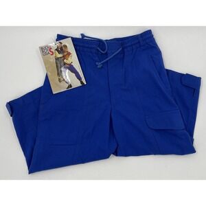 Bugle Boy 1986 Vintage Boy's Electric Blue Baggy Wide‎ Leg Cargo Pants Sz 28x17